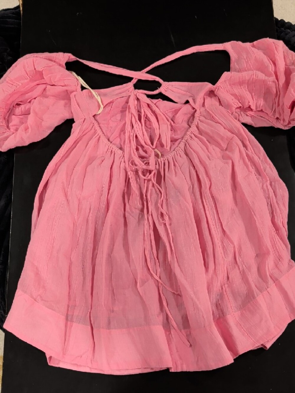 Free People Pink Puff Sleeve Peasant Blouse - Picture 3 of 3